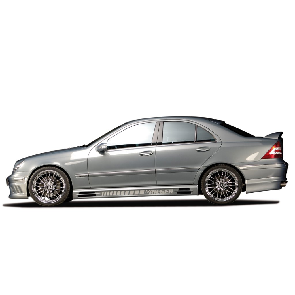 Rieger boční práh mont. strana levá pro Mercedes třída C W203 sedan, sportcoupe, t-model, r.v. 05/00-, plast ABS bez povrchové úpravy, s prolisem, s prolisem a dvěma výřezy