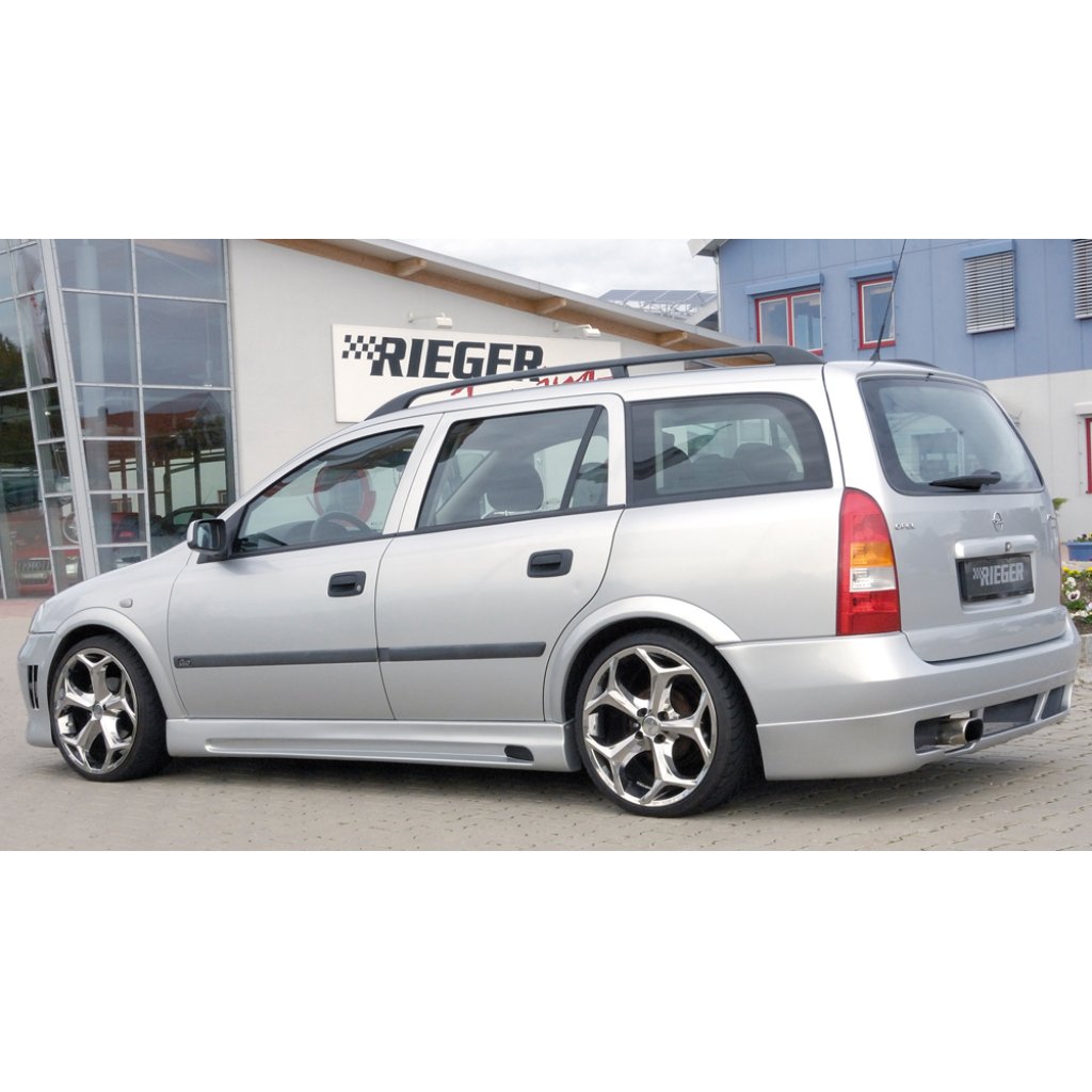Rieger boční práh mont. strana levá pro Opel Astra G 5-dvéř., caravan, fastback, hatchback, notchback, plast ABS bez povrchové úpravy, s prolisem a výřezem