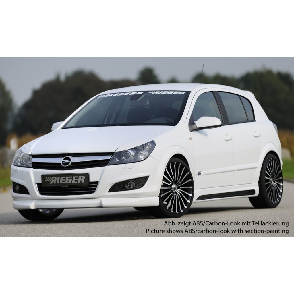 Rieger boční práh mont. strana levá pro Opel Astra H 5-dvéř., hatchback, notchback, r.v. 03/04-, plast ABS bez povrchové úpravy, s prolisem a výřezem