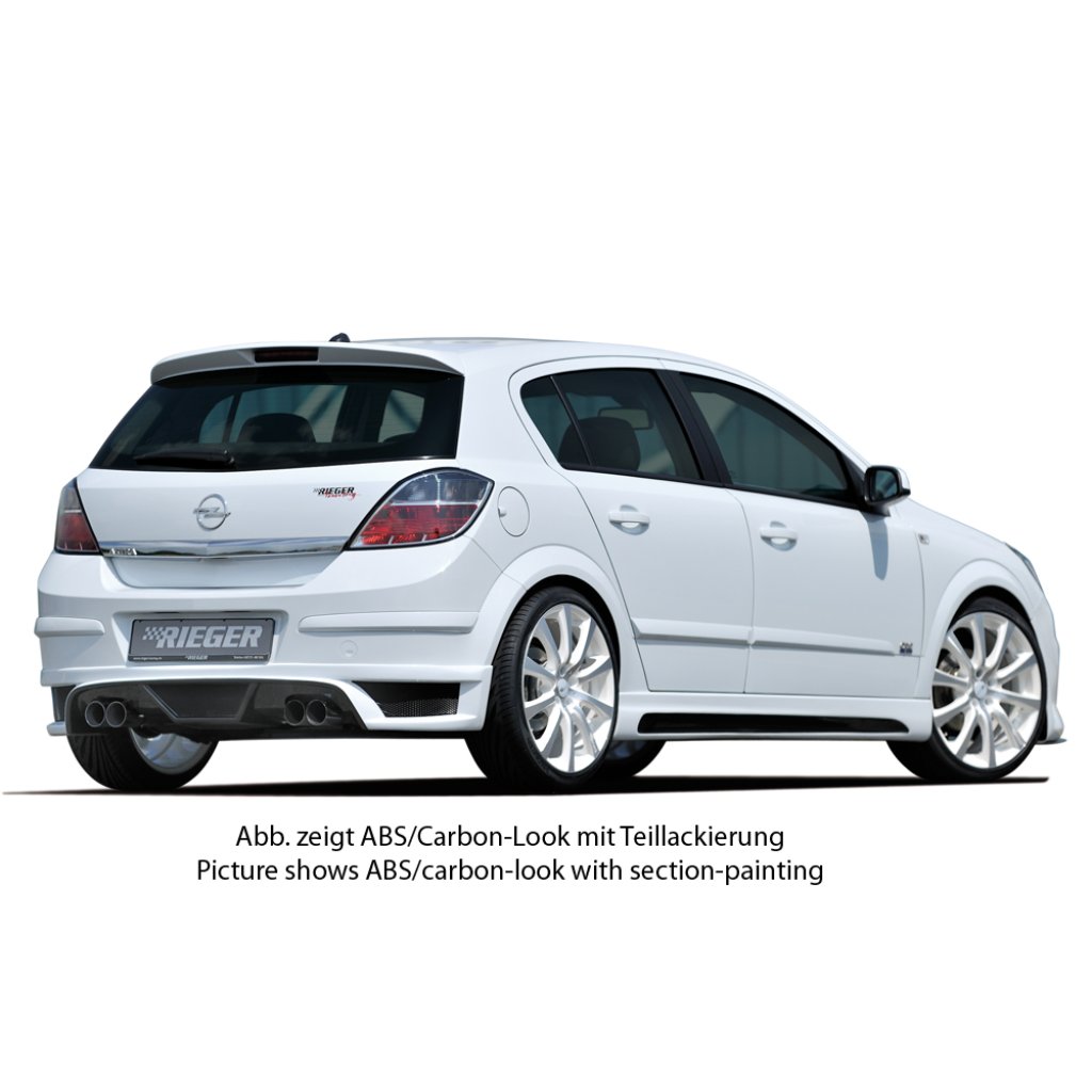 Rieger boční práh mont. strana levá pro Opel Astra H 5-dvéř., hatchback, notchback, r.v. 03/04-, plast ABS bez povrchové úpravy, s prolisem a výřezem