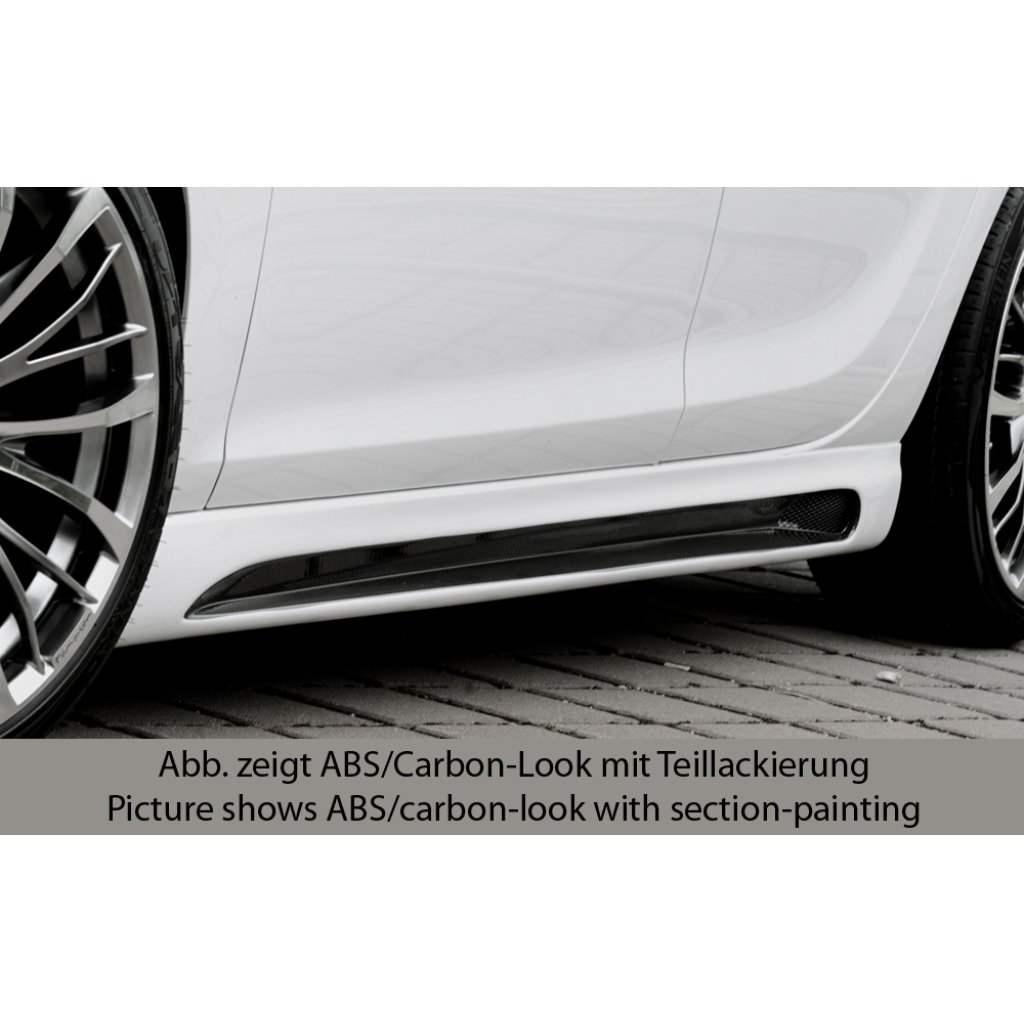 Rieger boční práh mont. strana levá pro Opel Astra J 5-dvéř., hatchback, sedan/notchback, sports tourer vč. faceliftu, r.v. 10/12-, 11/08-09/12, plast ABS s povrchovou úpravou Carbon-Look, s prolisem a výřezem
