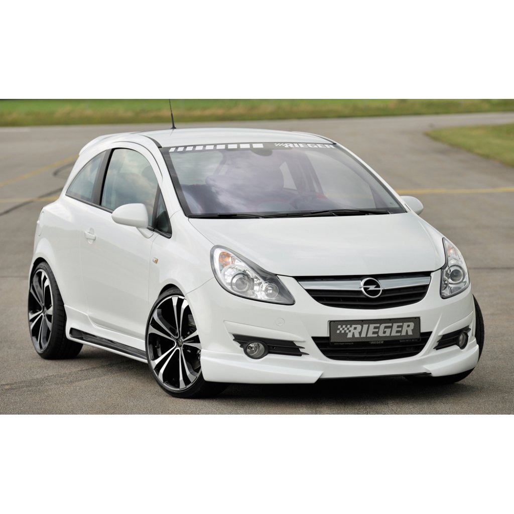 Rieger boční práh mont. strana levá pro Opel Corsa D 3-dvéř. vč. faceliftu, r.v. 01/11-, 07/06-12/10, plast ABS s povrchovou úpravou Carbon-Look, s prolisem a výřezem