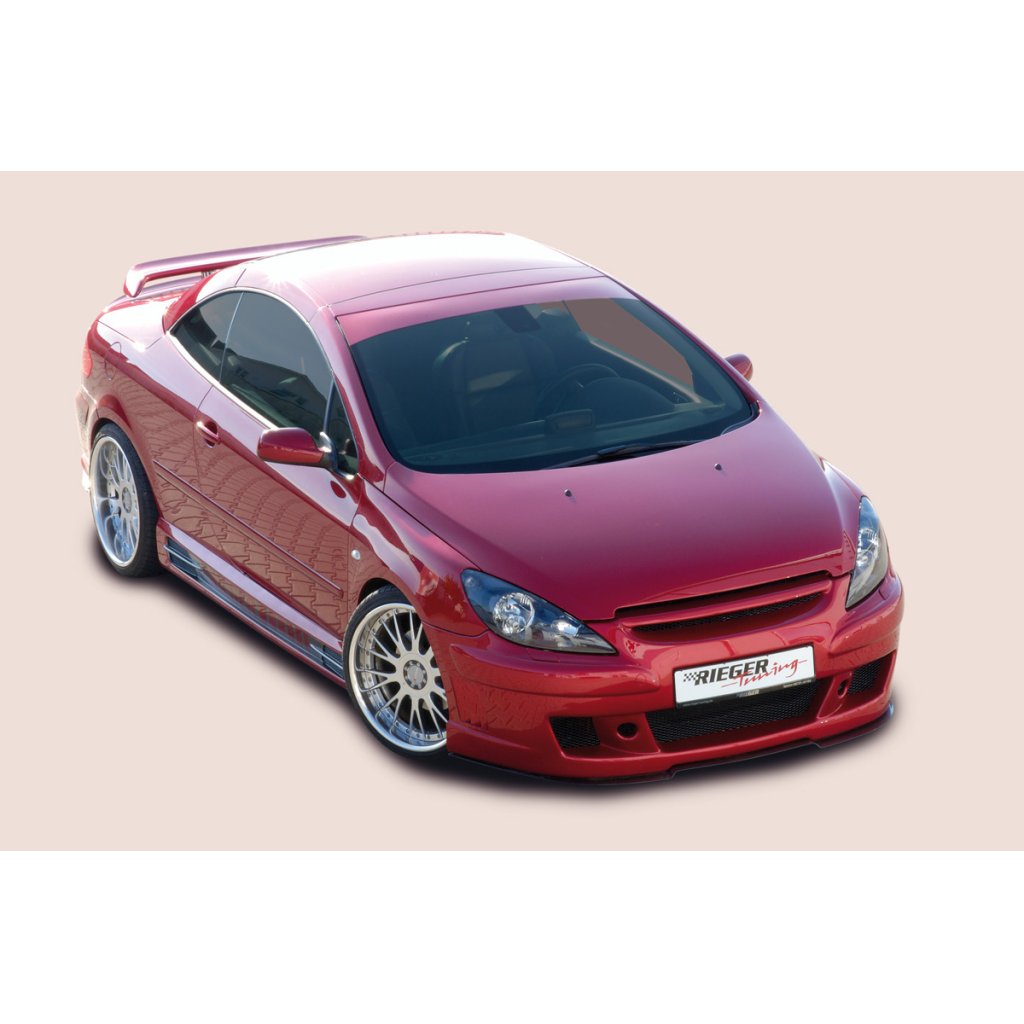Rieger boční práh mont. strana levá pro Peugeot 307 convertible CC, sedan vč. faceliftu, r.v. 04/01-04/05, 05-05-, plast ABS s povrchovou úpravou Carbon-Look, s prolisem, s prolisem a dvěma výřezy