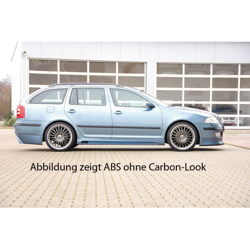 Rieger boční práh mont. strana levá pro Škoda Octavia 1Z combi, sedan, r.v. 06/04-, plast ABS s povrchovou úpravou Carbon-Look, s prolisem a výřezem