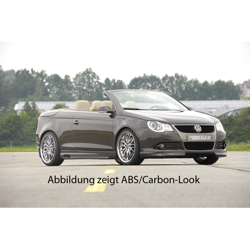 Rieger boční práh mont. strana levá pro Volkswagen Eos 1F vč. faceliftu, r.v. 04/06/-11/10, 12/10-, plast ABS bez povrchové úpravy, s prolisem a výřezem