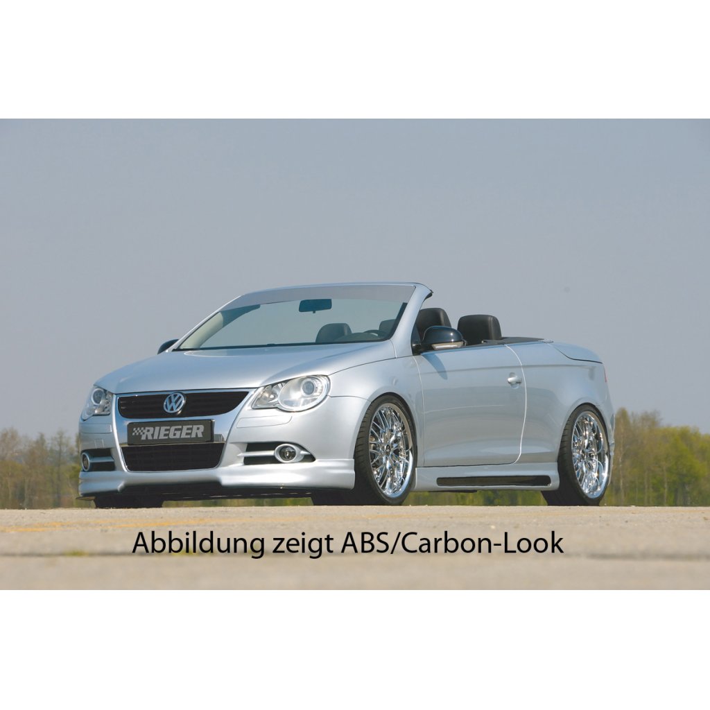 Rieger boční práh mont. strana levá pro Volkswagen Eos 1F vč. faceliftu, r.v. 04/06/-11/10, 12/10-, plast ABS bez povrchové úpravy, s prolisem a výřezem