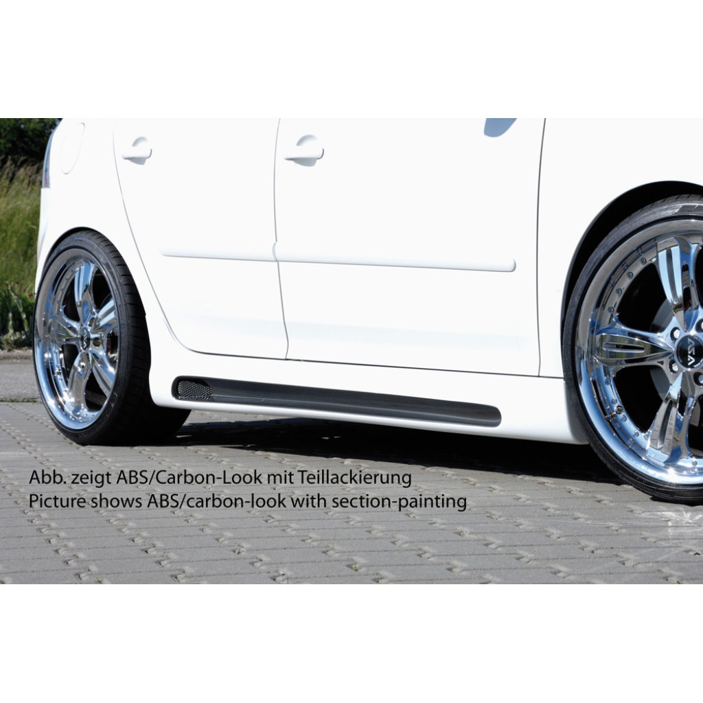 Rieger boční práh mont. strana levá pro Volkswagen Golf 5 1K 5-dvéř., GTI, R32, plast ABS bez povrchové úpravy, s prolisem a výřezem