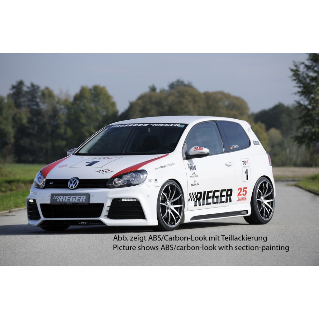 Rieger boční práh mont. strana levá pro Volkswagen Golf 6 vč. GTD, GTI 3-dvéř., 5-dvéř., kabriolet, variant, plast ABS bez povrchové úpravy, s prolisem a výřezem