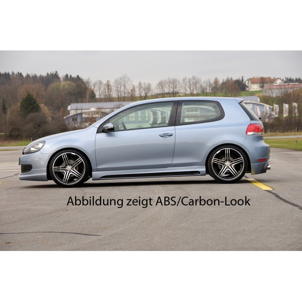 Rieger boční práh mont. strana levá pro Volkswagen Golf 6 vč. GTD, GTI 3-dvéř., 5-dvéř., kabriolet, variant, plast ABS bez povrchové úpravy, s prolisem a výřezem