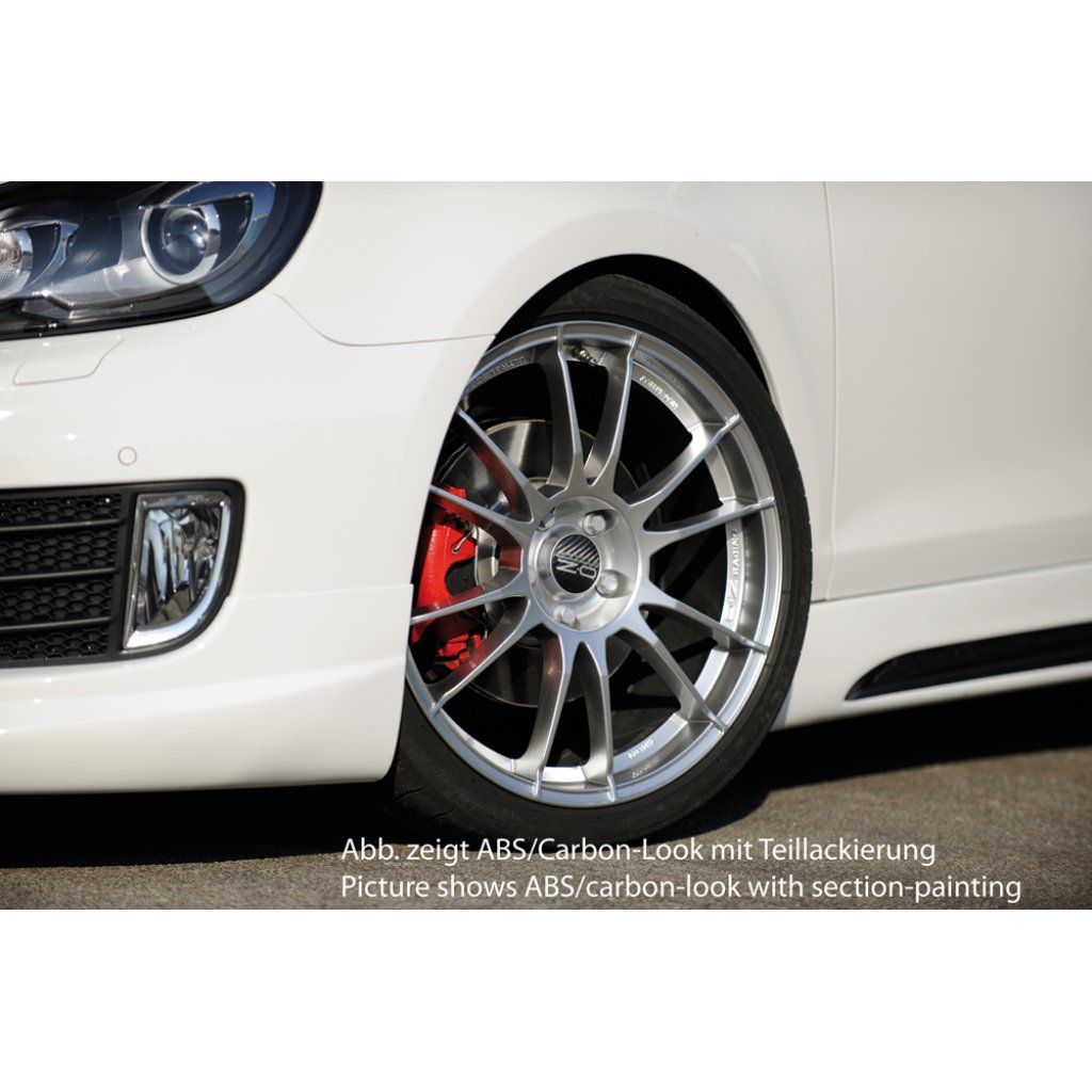 Rieger boční práh mont. strana levá pro Volkswagen Golf 6 vč. GTD, GTI 3-dvéř., 5-dvéř., kabriolet, variant, plast ABS s povrchovou úpravou Carbon-Look, s prolisem a výřezem