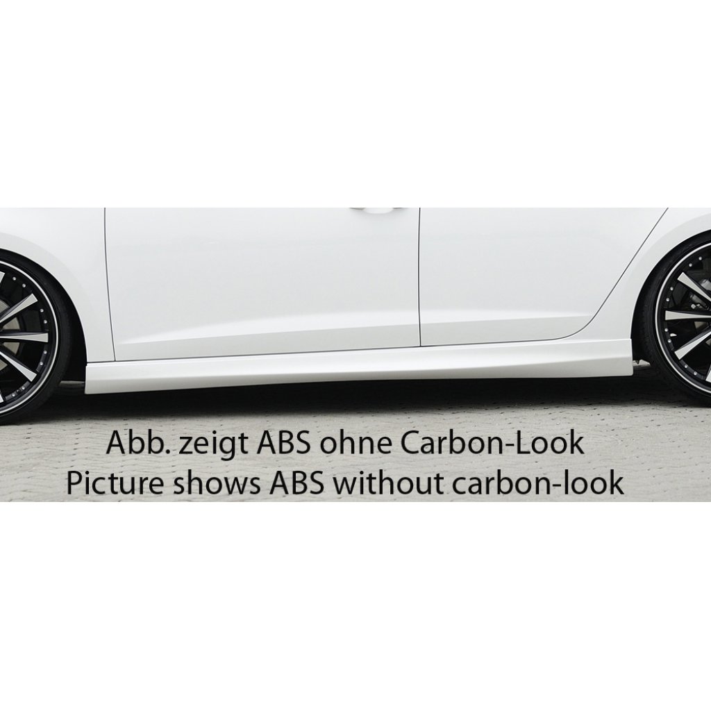 Rieger boční práh mont. strana levá pro Volkswagen Golf 7 vč. GTD, GTI, R 3-dvéř., 5-dvéř., r.v. 04/13-, 06/13-, 10/12-, 12/13-, plast ABS s povrchovou úpravou Carbon-Look
