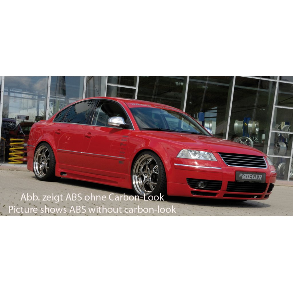 Rieger boční práh mont. strana levá pro Volkswagen Passat 3B, 3BG combi, sedan, plast ABS s povrchovou úpravou Carbon-Look, s prolisem a výřezem