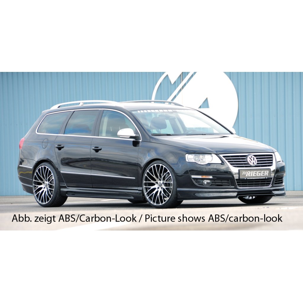 Rieger boční práh mont. strana levá pro Volkswagen Passat 3C combi, sedan vč. faceliftu, r.v. 03/05-07/10, 08/10-, plast ABS bez povrchové úpravy, s prolisem a výřezem