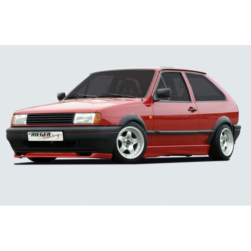 Rieger boční práh mont. strana levá pro Volkswagen Polo 2/3 kupé, r.v. 75-94, plast ABS bez povrchové úpravy, s výřezem pro originální blatník