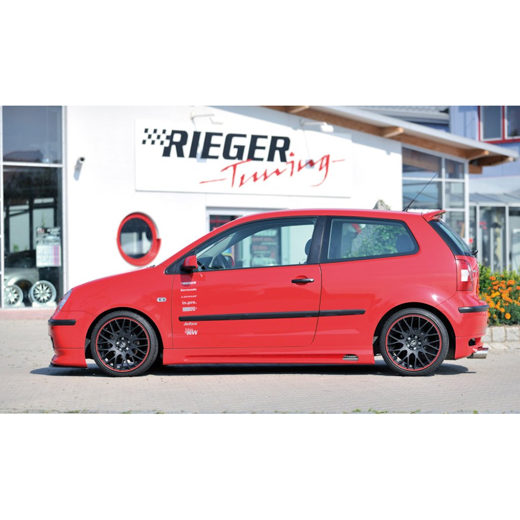 Rieger boční práh mont. strana levá pro Volkswagen Polo 5 9N 3-dvéř., 5-dvéř. po faceliftu, r.v. 00/06-, 10/01-03, plast ABS bez povrchové úpravy, s prolisem a výřezem