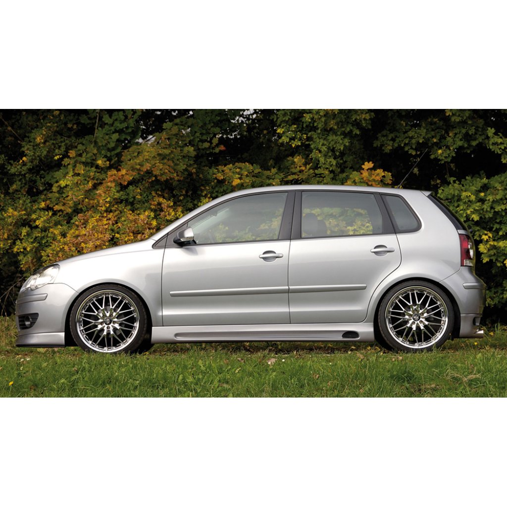 Rieger boční práh mont. strana levá pro Volkswagen Polo 5 9N 3-dvéř., 5-dvéř. po faceliftu, r.v. 00/06-, 10/01-03, plast ABS bez povrchové úpravy, s prolisem a výřezem