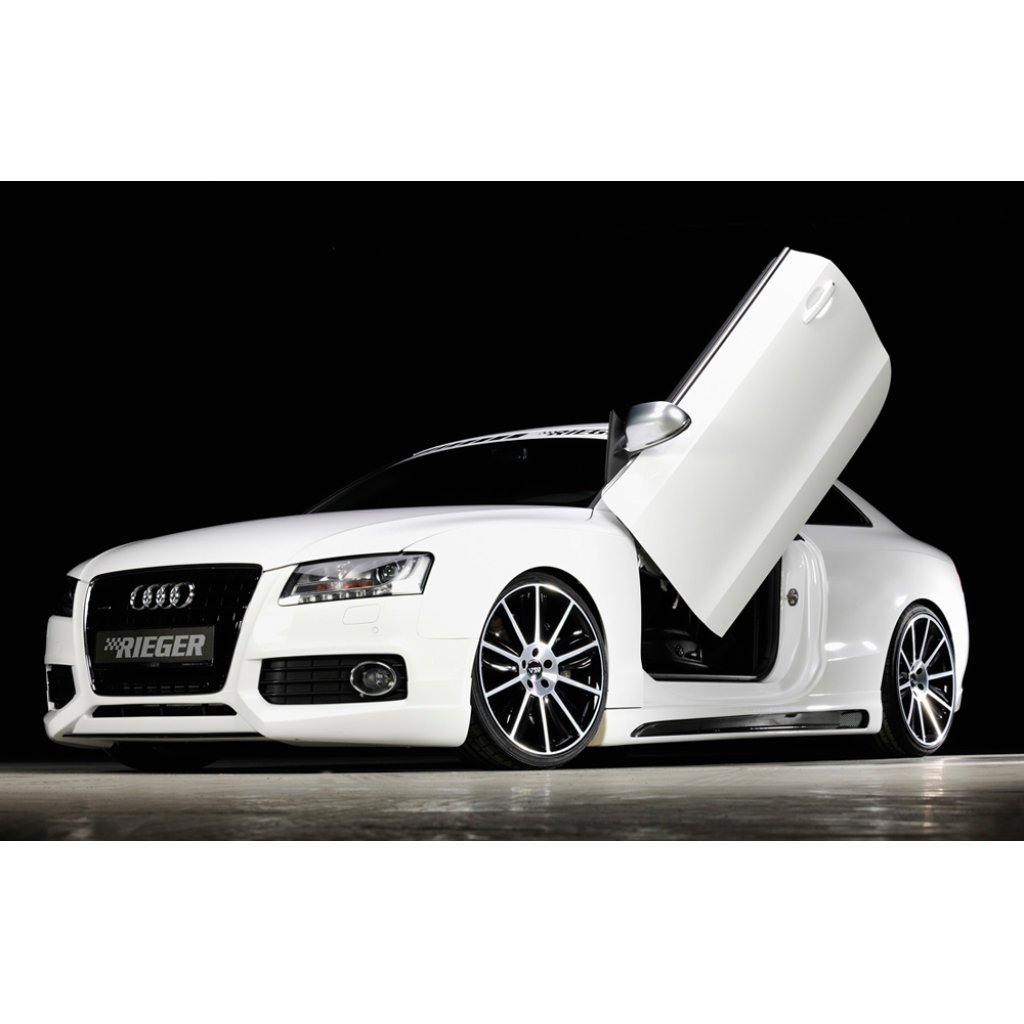 Rieger boční práh mont. strana pravá pro Audi A5 B8, B81 kabriolet, kupé vč. faceliftu, r.v. 06/07-07/11, 10/11-06/16, plast ABS s povrchovou úpravou Carbon-Look, s prolisem a výřezem