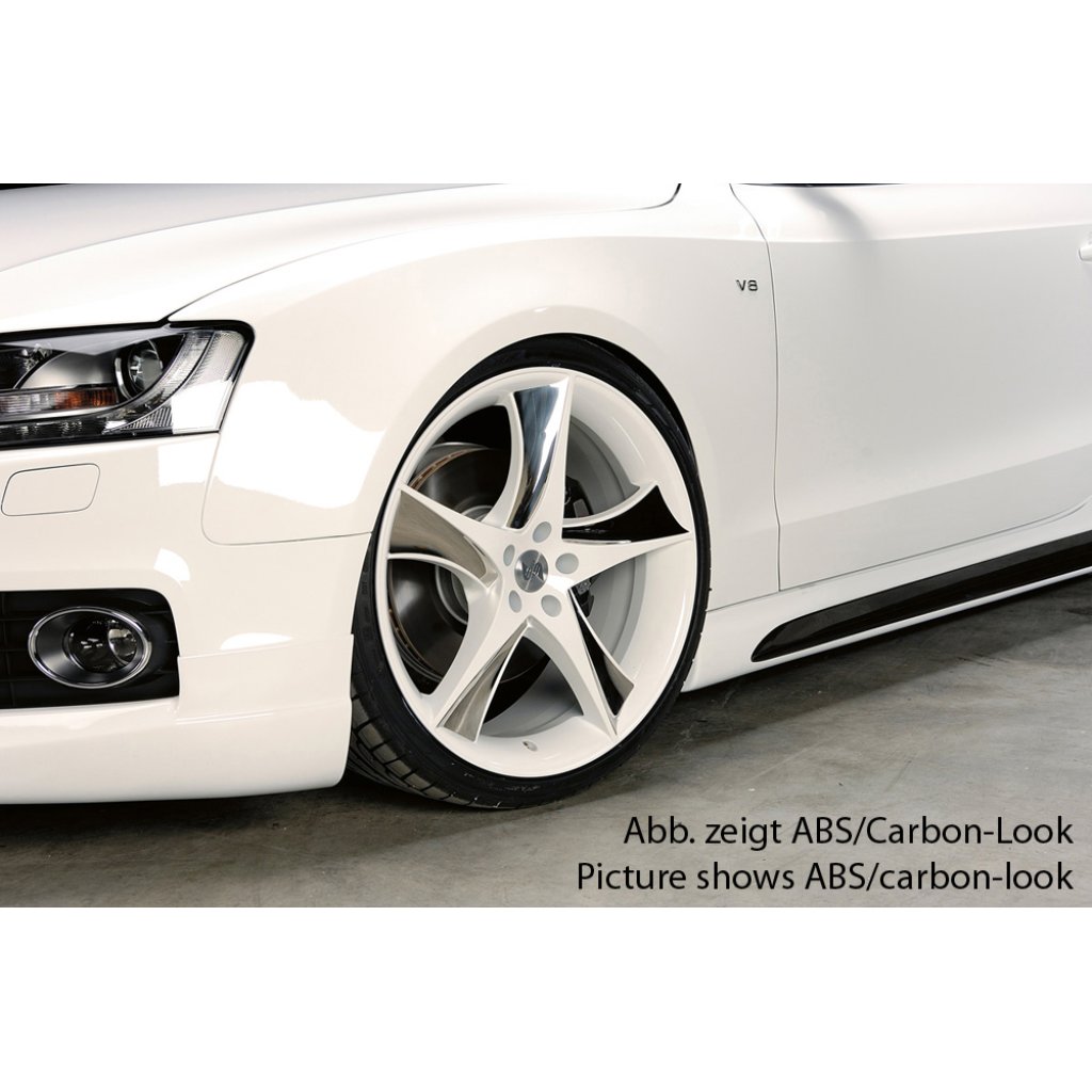Rieger boční práh mont. strana pravá pro Audi A5 S5 B8, B81 kabriolet, kupé vč. faceliftu, r.v. 06/07-07/11, 10/11-06/16, plast ABS bez povrchové úpravy, s prolisem a výřezem