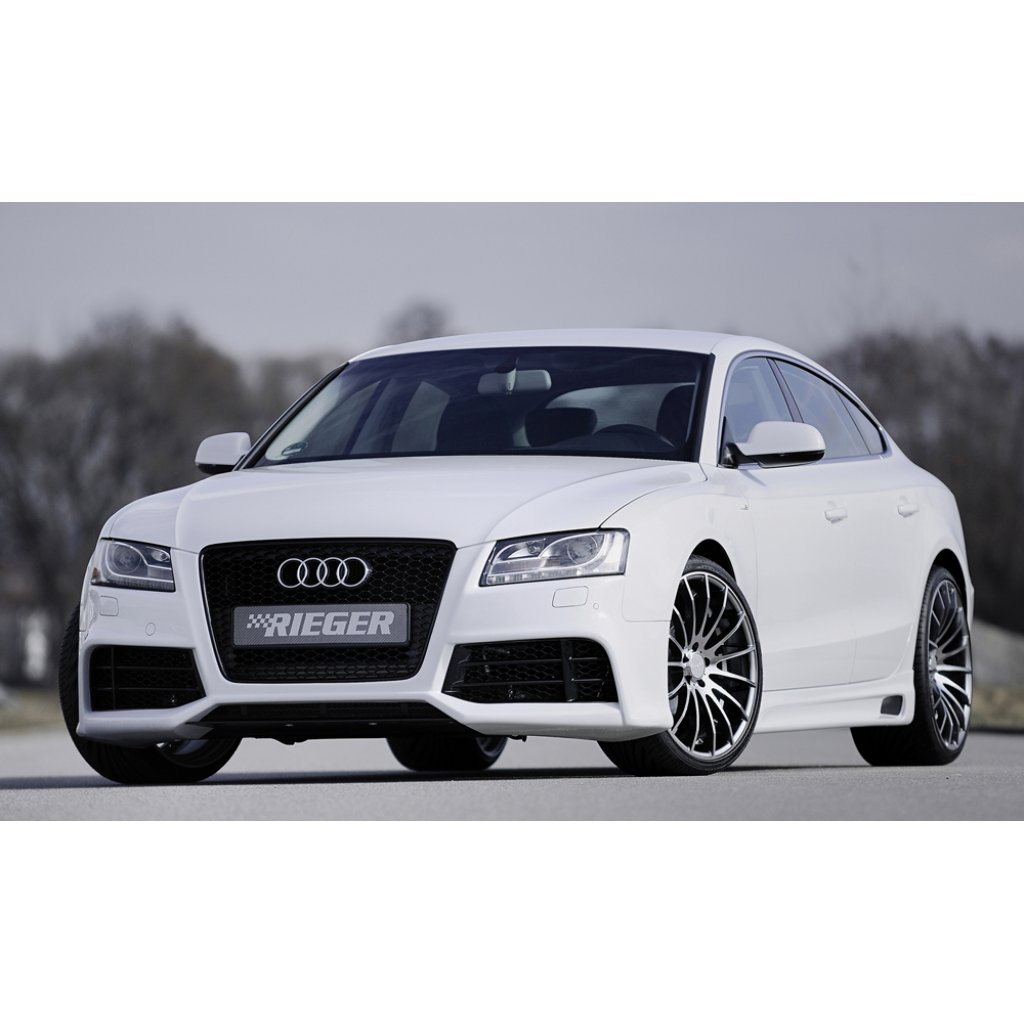 Rieger boční práh mont. strana pravá pro Audi A5 S5 B8, B81 Sportback vč. faceliftu, r.v. 06/07-07/11, 10/11-06/16, plast ABS bez povrchové úpravy, s prolisem a výřezem