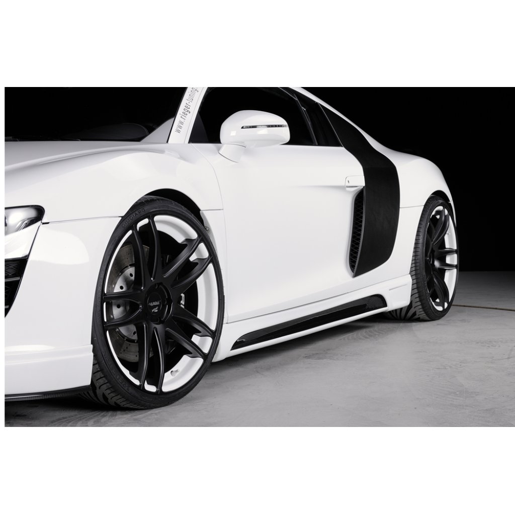 Rieger boční práh mont. strana pravá pro Audi R8 42 kupé, spyder, r.v. 04/07-, plast ABS s povrchovou úpravou Carbon-Look, s prolisem a výřezem