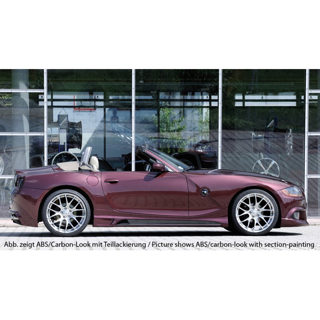 Rieger boční práh mont. strana pravá pro BMW Z4 E85 roadster vč. faceliftu, r.v. 01/06-03/09, 02/03-12/05, plast ABS bez povrchové úpravy, s prolisem a výřezem