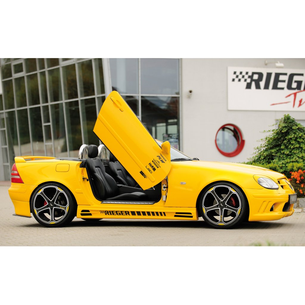 Rieger boční práh mont. strana pravá pro Mercedes SLK R170, r.v. 01/01-, 09/96-12/00, plast ABS bez povrchové úpravy, s prolisem, s prolisem a dvěma výřezy