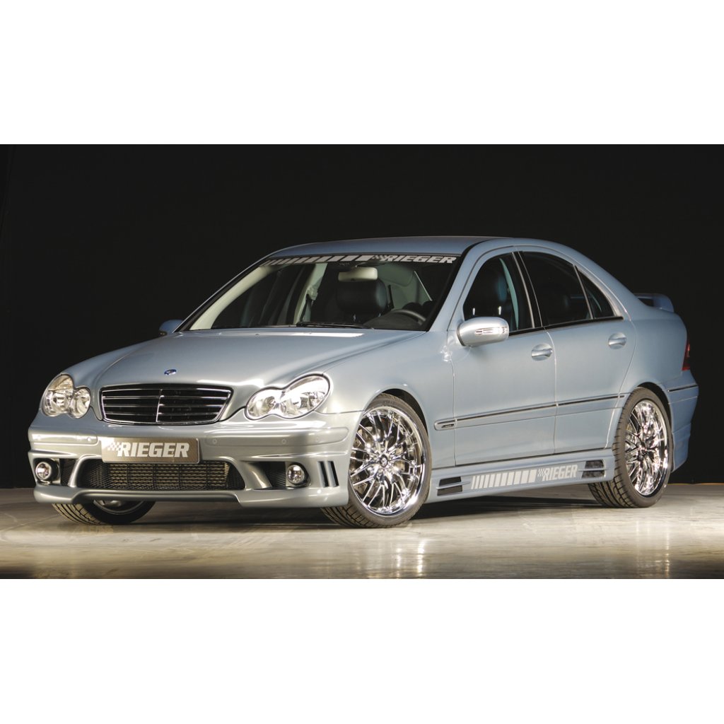 Rieger boční práh mont. strana pravá pro Mercedes třída C W203 sedan, sportcoupe, t-model, r.v. 05/00-, plast ABS bez povrchové úpravy, s prolisem, s prolisem a dvěma výřezy