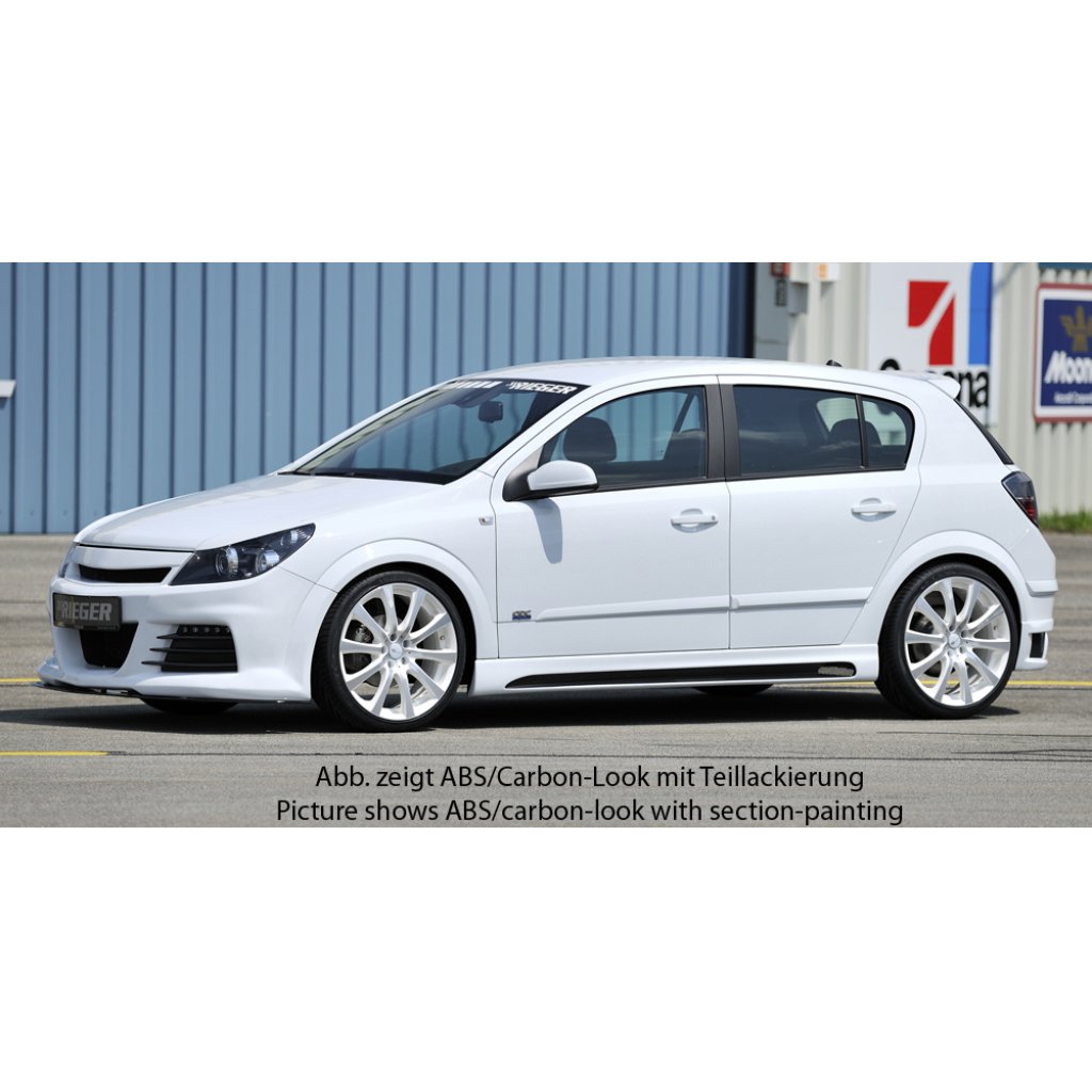 Rieger boční práh mont. strana pravá pro Opel Astra H 5-dvéř., hatchback, notchback, r.v. 03/04-, plast ABS bez povrchové úpravy, s prolisem a výřezem