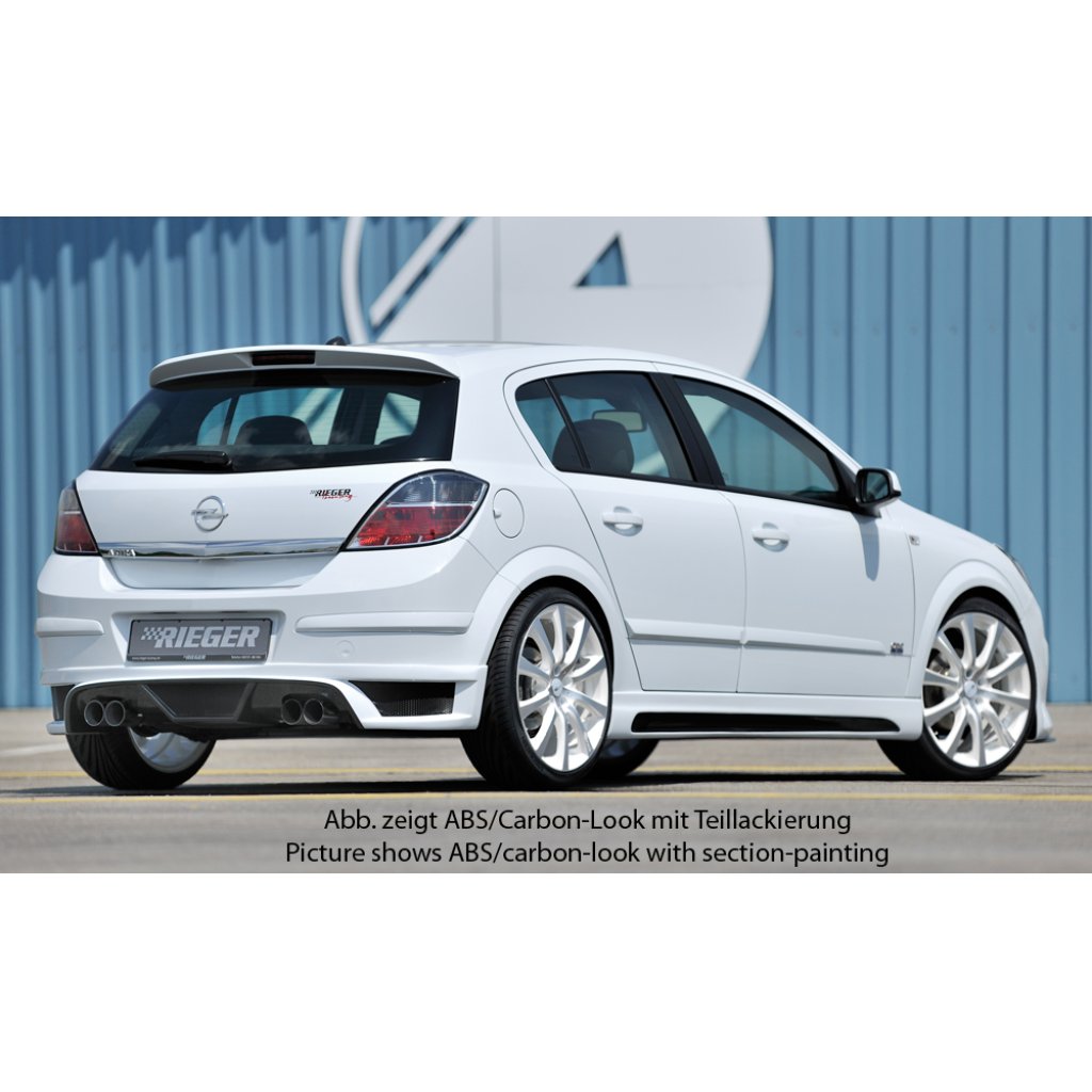 Rieger boční práh mont. strana pravá pro Opel Astra H 5-dvéř., hatchback, notchback, r.v. 03/04-, plast ABS bez povrchové úpravy, s prolisem a výřezem