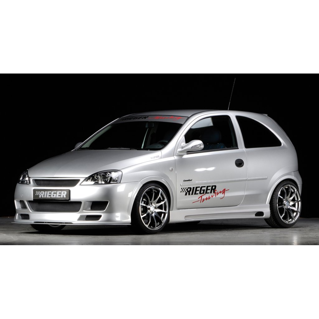 Rieger boční práh mont. strana pravá pro Opel Corsa C 3-dvéř. vč. faceliftu, r.v. 06/03-, 09/00-05/03, plast ABS bez povrchové úpravy, s prolisem a výřezem