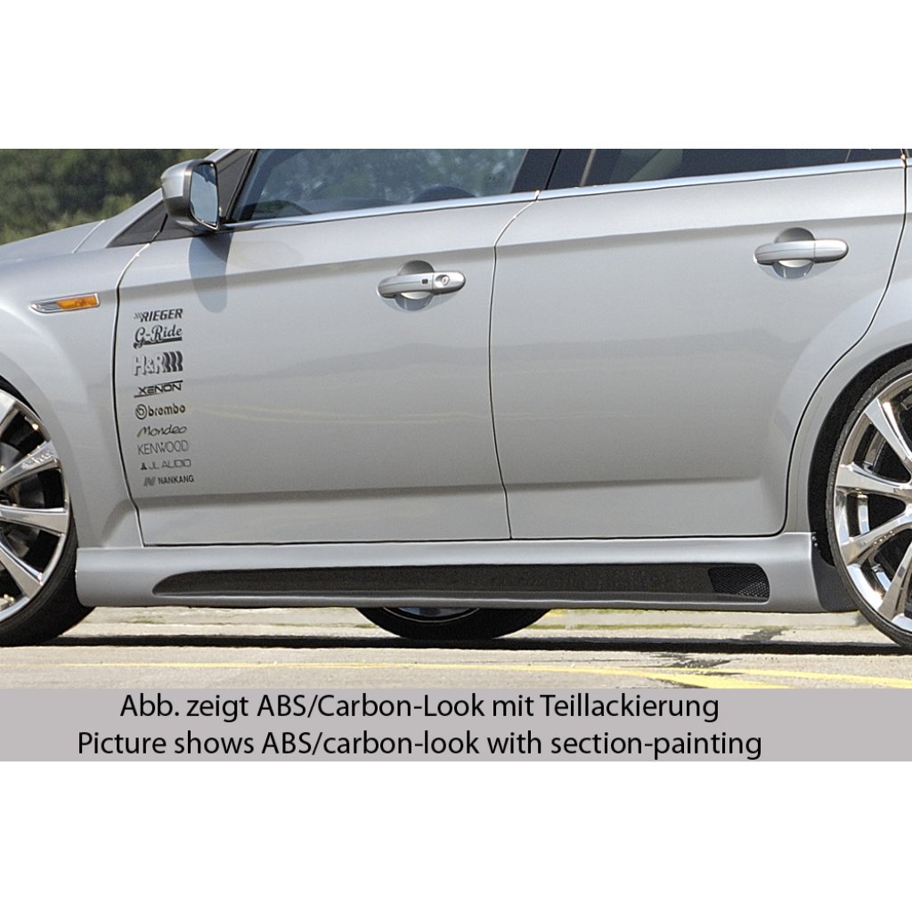 Rieger boční práh SG-Design mont. strana levá pro Ford Mondeo BA7 combi, fastback, sedan vč. faceliftu, r.v. 03/07-09/10, 10/10-09/14, plast ABS bez povrchové úpravy, s prolisem a výřezem