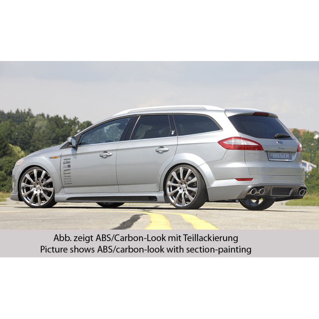 Rieger boční práh SG-Design mont. strana levá pro Ford Mondeo BA7 combi, fastback, sedan vč. faceliftu, r.v. 03/07-09/10, 10/10-09/14, plast ABS s povrchovou úpravou Carbon-Look, s prolisem a výřezem
