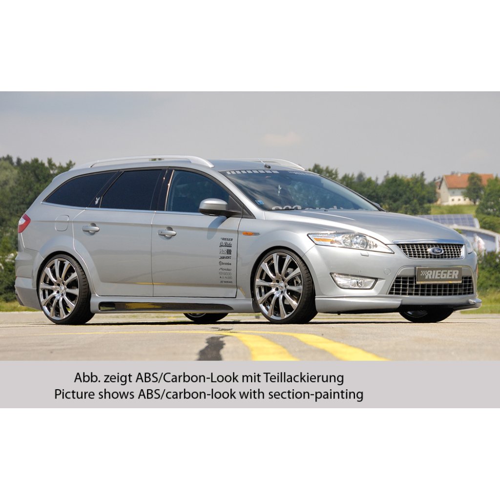 Rieger boční práh SG-Design mont. strana levá pro Ford Mondeo BA7 combi, fastback, sedan vč. faceliftu, r.v. 03/07-09/10, 10/10-09/14, plast ABS s povrchovou úpravou Carbon-Look, s prolisem a výřezem