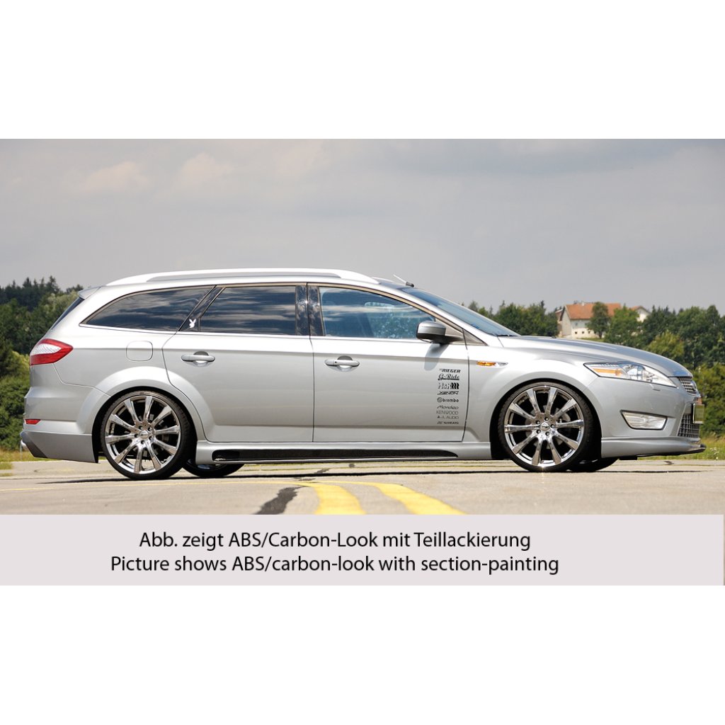 Rieger boční práh SG-Design mont. strana levá pro Ford Mondeo BA7 combi, fastback, sedan vč. faceliftu, r.v. 03/07-09/10, 10/10-09/14, plast ABS s povrchovou úpravou Carbon-Look, s prolisem a výřezem