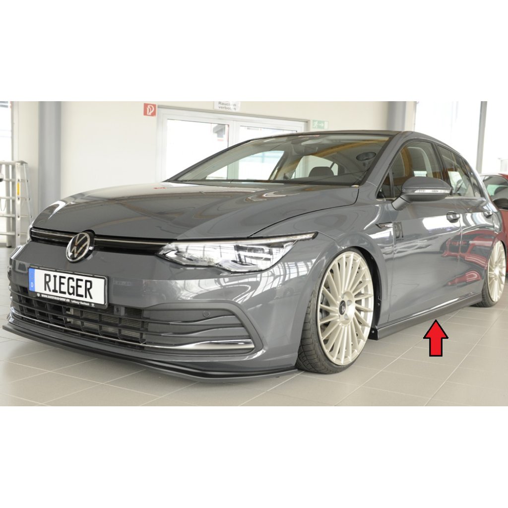 Rieger boční práh (XS) mont. strana levá pro Volkswagen Golf 8 3-dvéř., 12/19-, plast ABS lakovaný do černé lesklé barvy