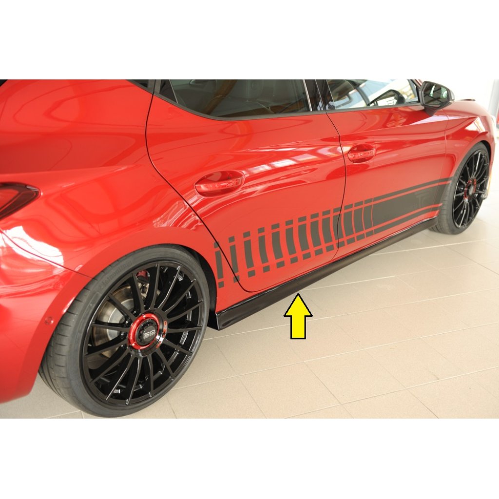 Rieger boční práh (XS) mont. strana pravá pro Seat Leon KL 5-dvéř., 04/20-, plast ABS lakovaný do černé lesklé barvy