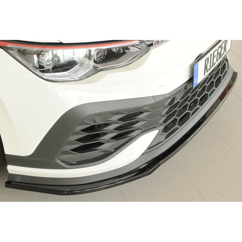 Rieger lipa pod přední nárazník pouze pro GTI Clubsport pro Volkswagen Golf 8 GTI Clubsport 5-dvéř., 10/20-, plast ABS lakovaný do černé lesklé barvy