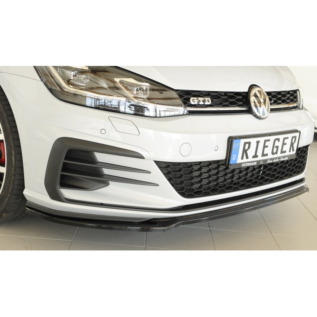 Rieger lipa pod přední nárazník pouze pro GTI / GTD / GTE pro Volkswagen Golf 7 GTD, GTE, GTI 3-dvéř., 5-dvéř. po faceliftu, 02/17-, plast ABS lakovaný do černé lesklé barvy