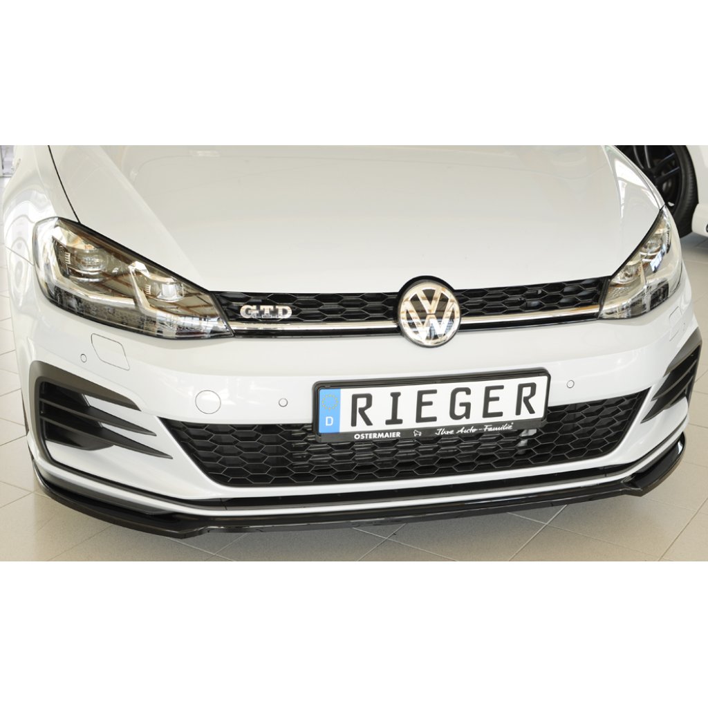 Rieger lipa pod přední nárazník pouze pro GTI / GTD / GTE pro Volkswagen Golf 7 GTD, GTE, GTI 3-dvéř., 5-dvéř. po faceliftu, 02/17-, plast ABS lakovaný do černé lesklé barvy