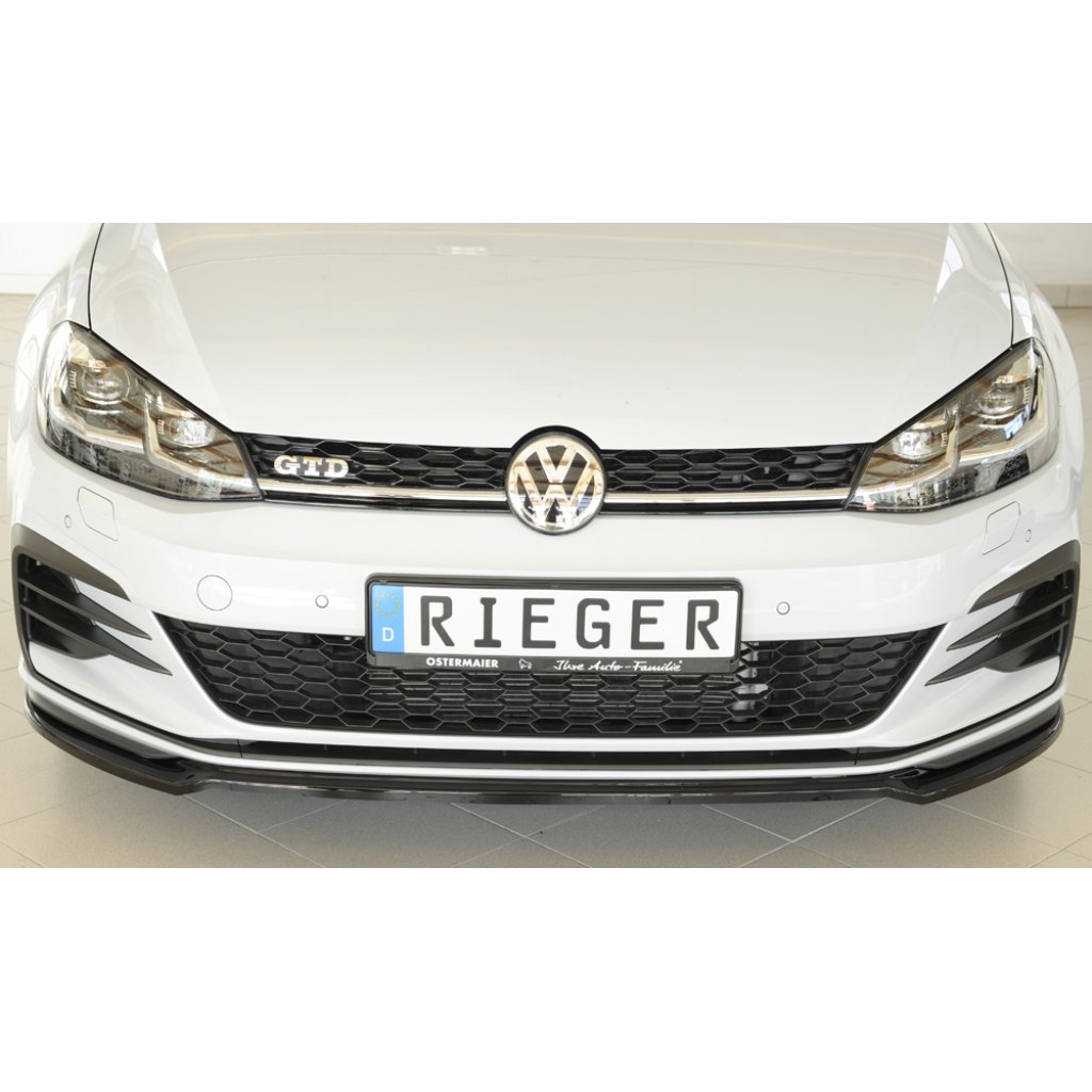 Rieger lipa pod přední nárazník pouze pro GTI / GTD / GTE pro Volkswagen Golf 7 GTD, GTE, GTI 3-dvéř., 5-dvéř. po faceliftu, 02/17-, plast ABS lakovaný do černé lesklé barvy