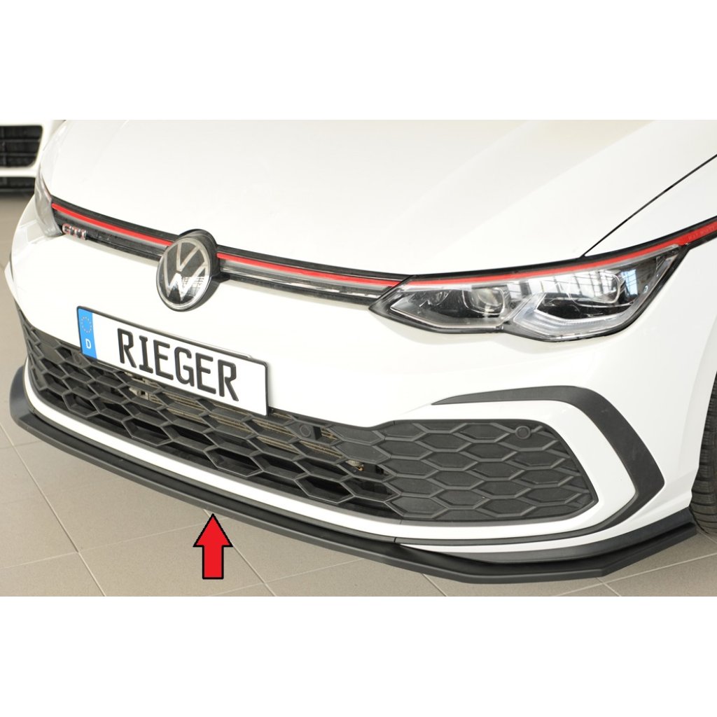 Rieger lipa pod přední nárazník pouze pro GTI / GTD / GTE pro Volkswagen Golf 8 GTI 5-dvéř., 08/20-, plast ABS bez povrchové úpravy