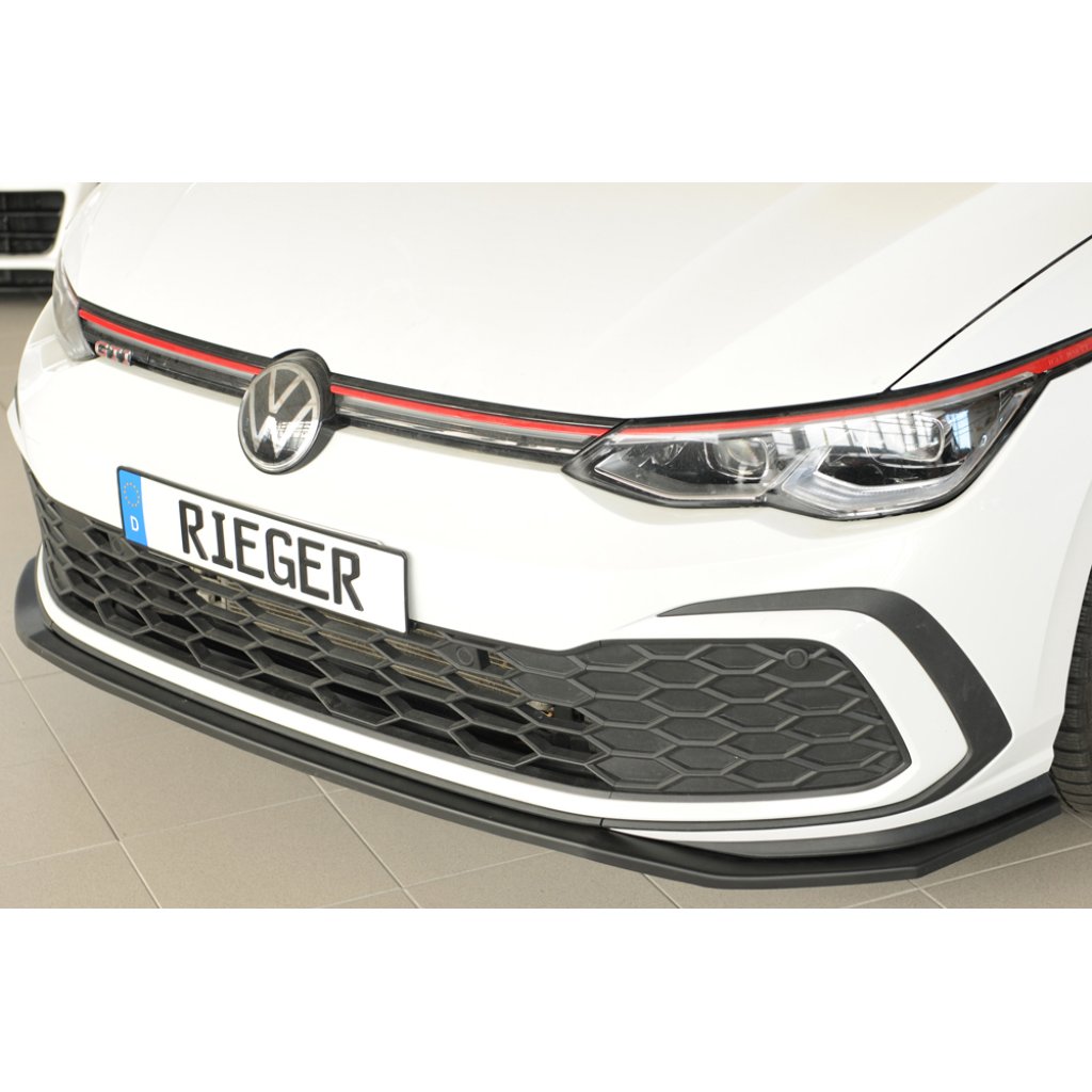 Rieger lipa pod přední nárazník pouze pro GTI / GTD / GTE pro Volkswagen Golf 8 GTI 5-dvéř., 08/20-, plast ABS bez povrchové úpravy