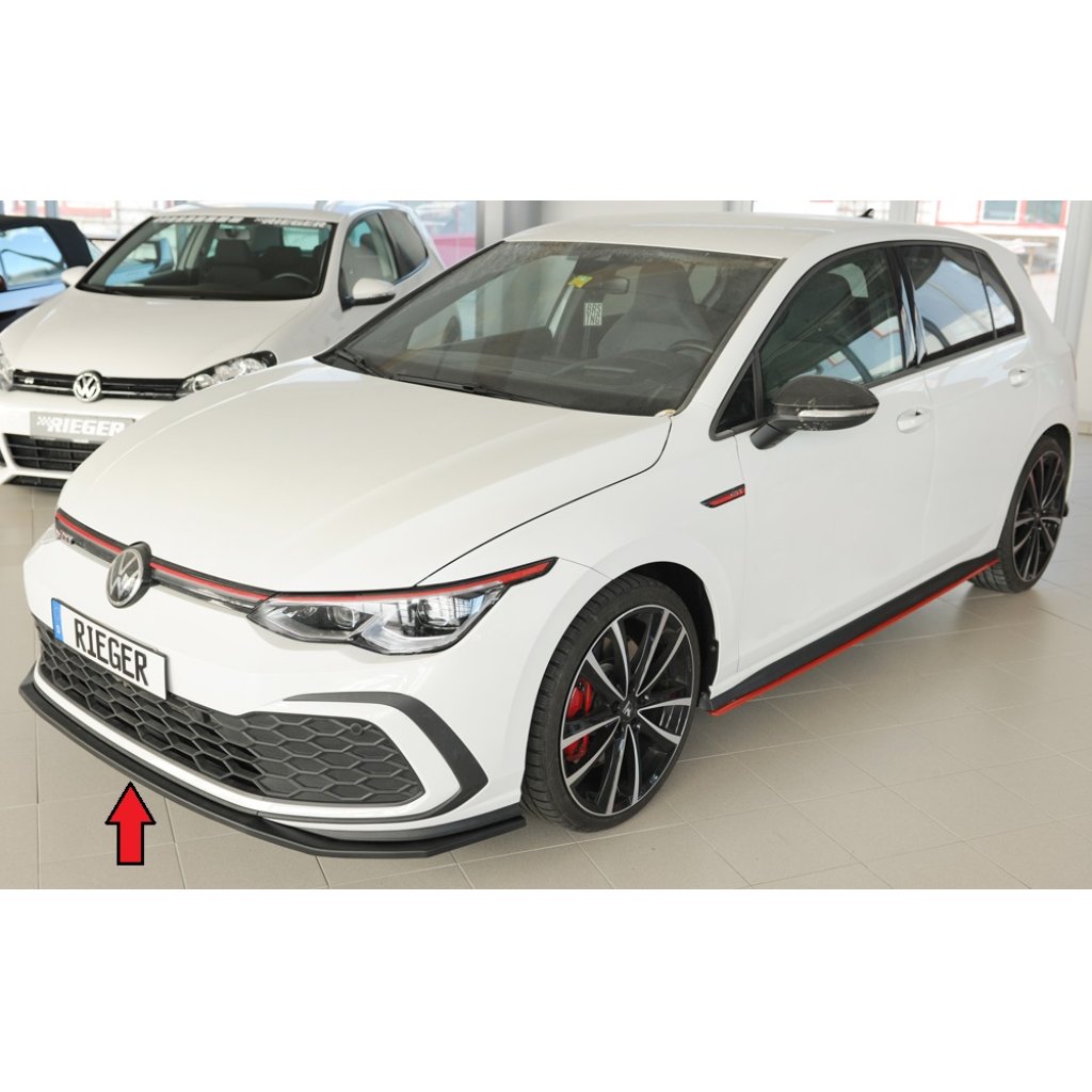 Rieger lipa pod přední nárazník pouze pro GTI / GTD / GTE pro Volkswagen Golf 8 GTI 5-dvéř., 08/20-, plast ABS bez povrchové úpravy