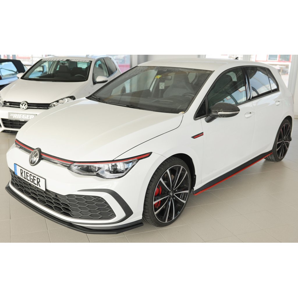Rieger lipa pod přední nárazník pouze pro GTI / GTD / GTE pro Volkswagen Golf 8 GTI 5-dvéř., 08/20-, plast ABS bez povrchové úpravy