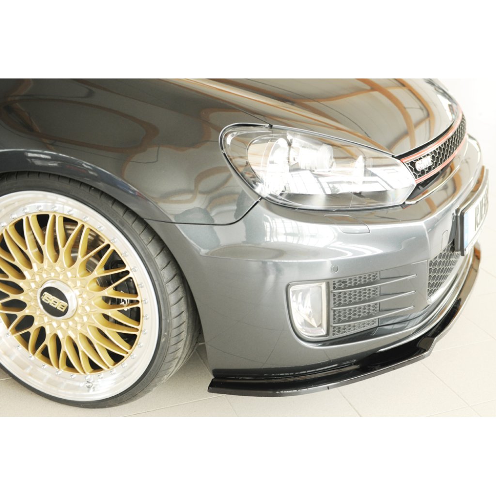 Rieger lipa pod přední nárazník pouze pro GTI / GTD pro Volkswagen Golf 6 GTI kabriolet, plast ABS lakovaný do černé lesklé barvy
