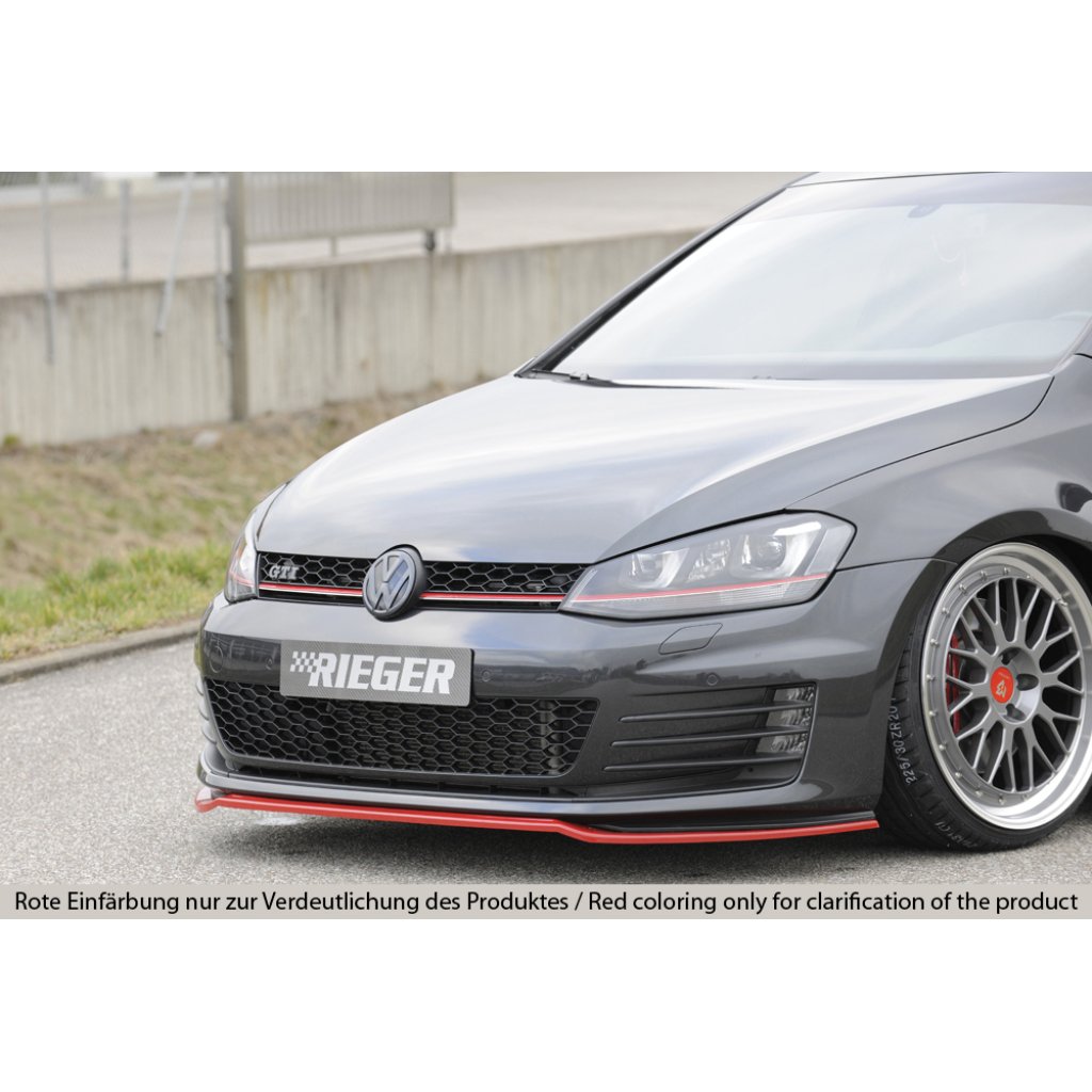 Rieger lipa pod přední nárazník pouze pro GTI / GTD pro Volkswagen Golf 7 GTD, GTI 3-dvéř., 5-dvéř. před faceliftem, 04/13-12/16, 06/13-12/16, plast ABS bez povrchové úpravy