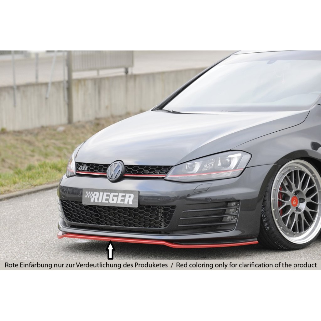 Rieger lipa pod přední nárazník pouze pro GTI / GTD pro Volkswagen Golf 7 GTD, GTI 3-dvéř., 5-dvéř. před faceliftem, 04/13-12/16, 06/13-12/16, plast ABS lakovaný do černé lesklé barvy