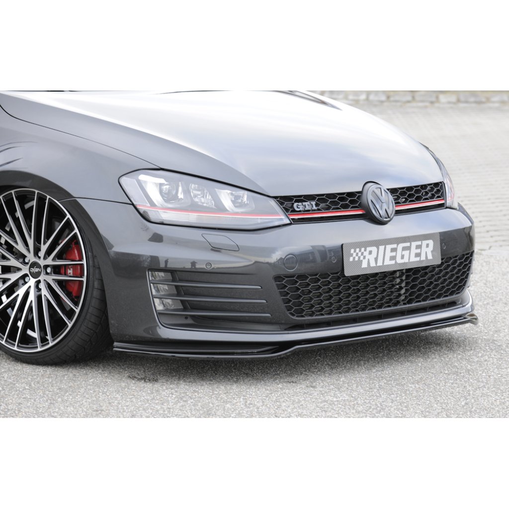 Rieger lipa pod přední nárazník pouze pro GTI / GTD pro Volkswagen Golf 7 GTD, GTI 3-dvéř., 5-dvéř. před faceliftem, 04/13-12/16, 06/13-12/16, plast ABS lakovaný do černé lesklé barvy