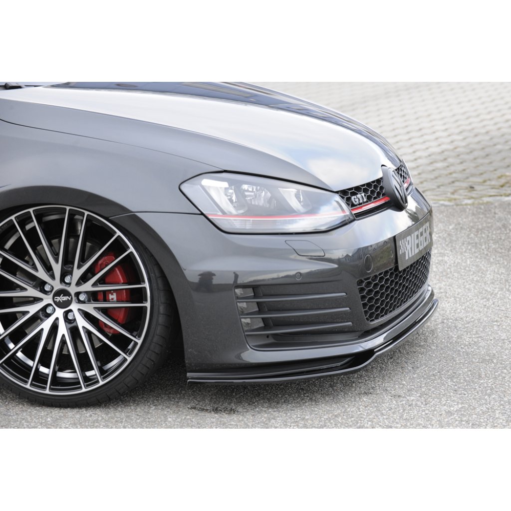 Rieger lipa pod přední nárazník pouze pro GTI / GTD pro Volkswagen Golf 7 GTD, GTI 3-dvéř., 5-dvéř. před faceliftem, 04/13-12/16, 06/13-12/16, plast ABS lakovaný do černé lesklé barvy