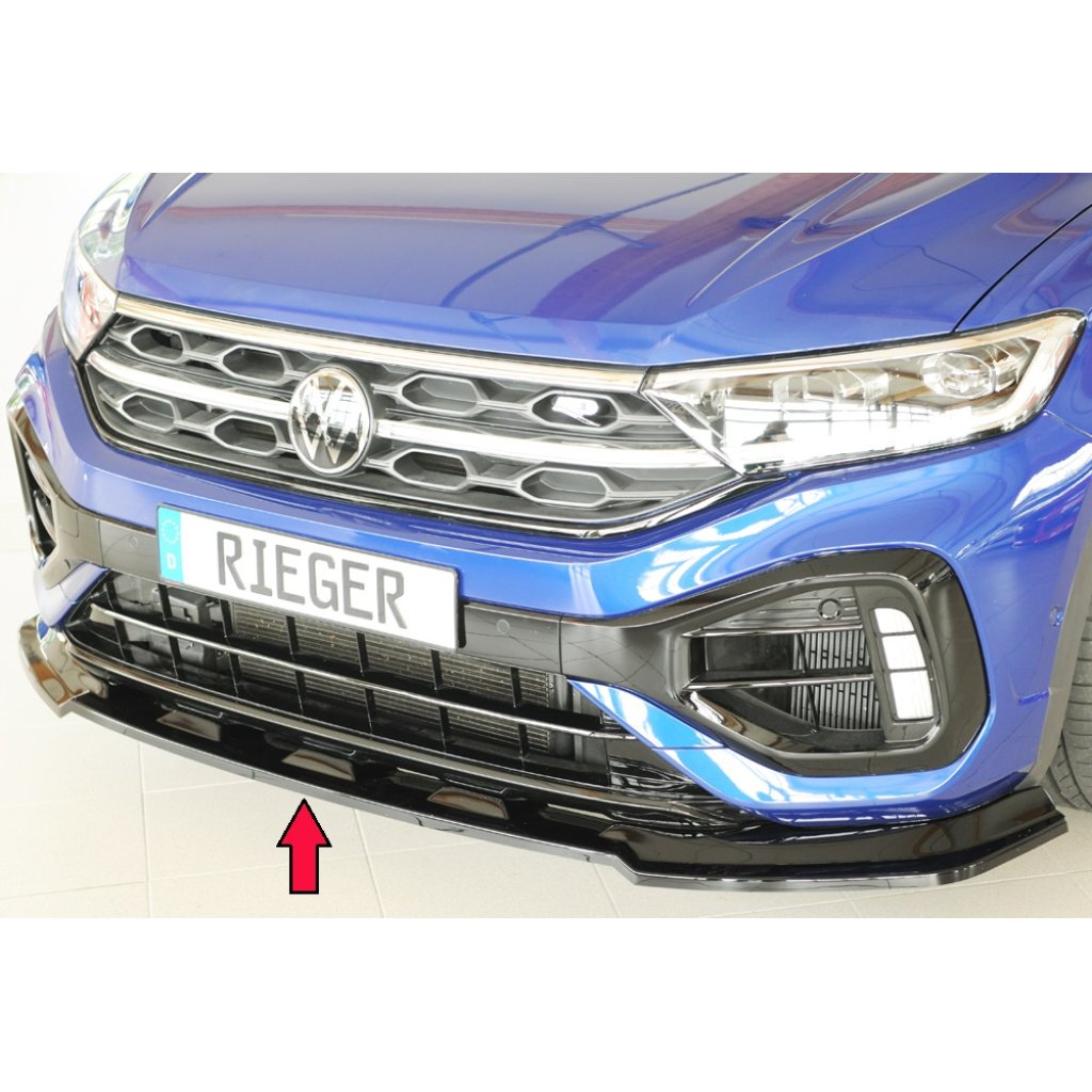 Rieger lipa pod přední nárazník pouze pro R / R-Line pro Volkswagen T-roc A1 5-dvéř., 01/22-, plast ABS lakovaný do černé lesklé barvy